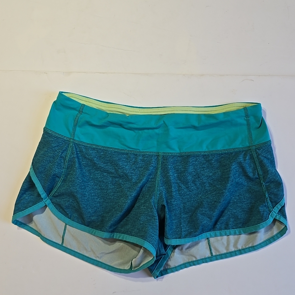 Lululemon Ladies Speed Up Shorts Aqua Green Size 6